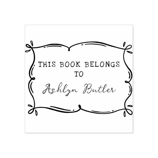 Hand getrokken grens persoonlijke bibliotheek boek rubberstempel (Afrduk)