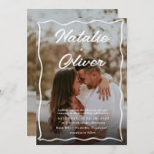 Hand getrokken grens zwart-wit bruiloft kaart (Voorkant / Achterkant)