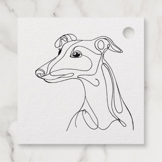 Hand getrokken Greyhound Line Art - Minimalistisch Bedankjes Labels (Achterkant)