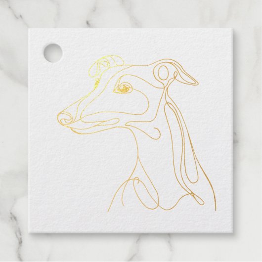 Hand getrokken Greyhound Line Art - Minimalistisch Bedankjes Labels (Voorkant)