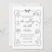 Hand getrokken grijs grillige bruiloft kaart (Voorkant)