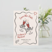 Hand getrokken grillig Save the date Wedding Kaart (Staand voorkant)