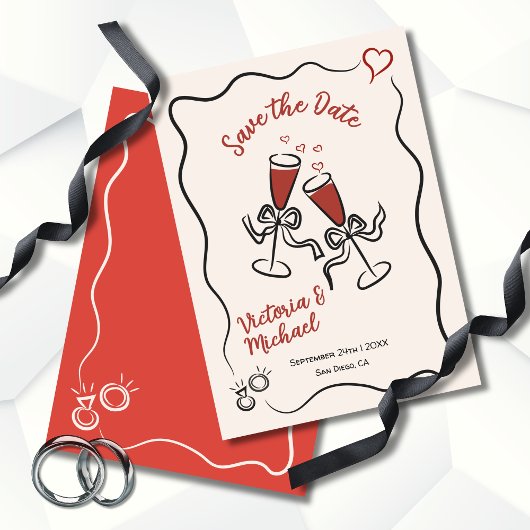 Hand getrokken grillig Save the date Wedding Kaart