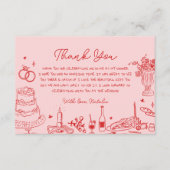 Hand getrokken grillig Vrijgezellenfeest Dank u Informatiekaartje (Voorkant)