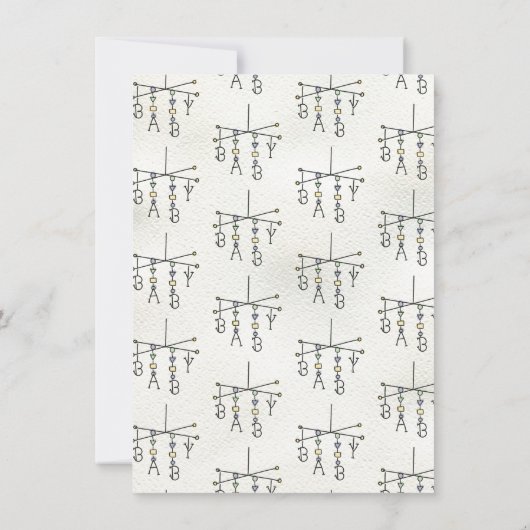 Hand getrokken grillig Wieg Baby shower Kaart (Achterkant)