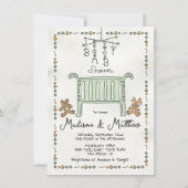 Hand getrokken grillig Wieg Baby shower Kaart (Voorkant)