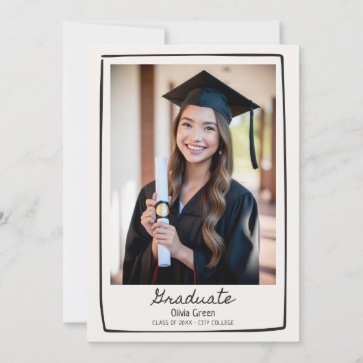 Hand getrokken grillige afstudeerfeest kaart (Achterkant)