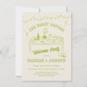 Hand getrokken grillige avond voor welkomstfeest kaart (Voorkant)