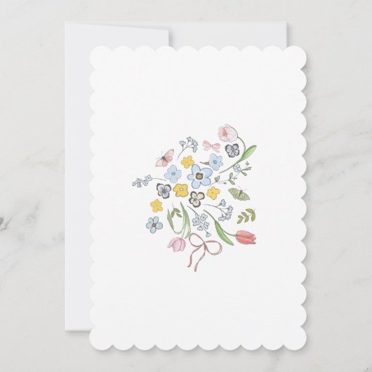 Hand getrokken grillige Baby shower Tea Party Kaart (Achterkant)