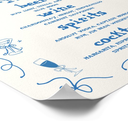 Hand getrokken grillige bar menu bruiloft teken poster (Hoek)