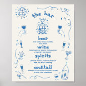 Hand getrokken grillige bar menu bruiloft teken poster (Voorkant)