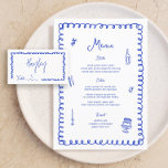 Hand getrokken grillige blauwe Franse bruiloft Menu<br><div class="desc">Handgeschreven Kaarten voor Franse weddenschappen Flat Menu Elegant Calligraphy Eat and Drink Wedding Menus | Eenvoudige kalligrafie Rustic Wedding Menus Wedding Menus,  Rustic Wedding Menu,  Floral Wedidng Menu,  Wedding Table Menu</div>