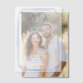 Hand getrokken grillige blauwe Franse bruiloft Vellum Uitnodigingen (Offset (Koppel))