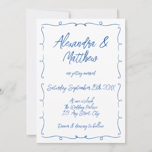 Hand getrokken grillige blauwe kleurrijke funky br kaart (Voorkant)