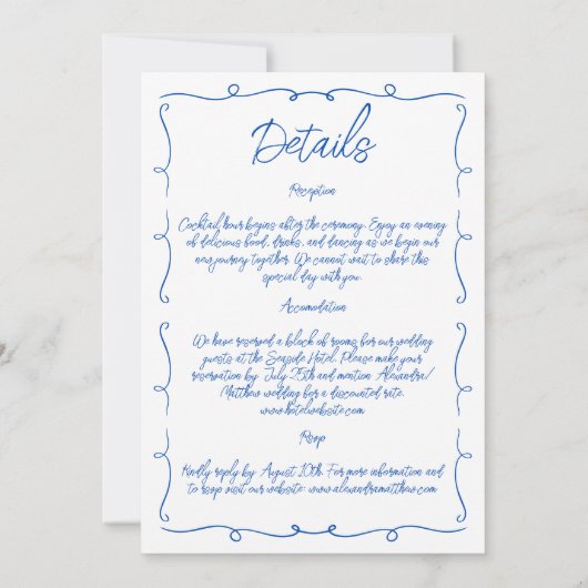 Hand getrokken grillige blauwe kleurrijke funky br kaart (Achterkant)