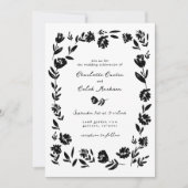 Hand getrokken grillige bloem grens bruiloft kaart (Voorkant)