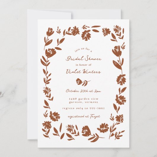 Hand getrokken grillige bloem rand Vrijgezellenfee Kaart (Voorkant)