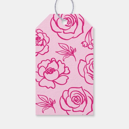 Hand getrokken grillige bloemen dank u Label Cadeaulabel (Achterkant)