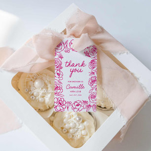 Hand getrokken grillige bloemen dank u Label Cadeaulabel