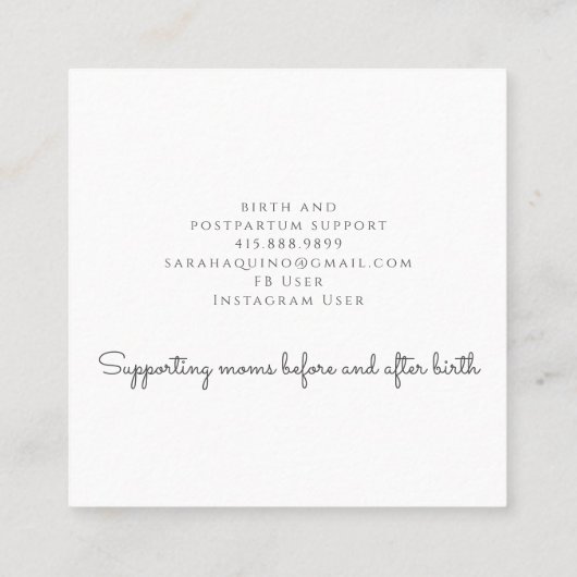 Hand getrokken grillige bloemen perzik en groene d vierkante visitekaartje (Achterkant)