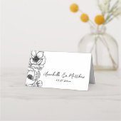 Hand getrokken grillige bloemenbruiloft plaatskaartje (Achterkant)
