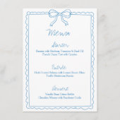 Hand getrokken grillige Blue Bow Sketch Vrijgezell Menu (Voorkant)