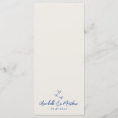 Hand getrokken grillige Blue Wedding Menu (Achterkant)