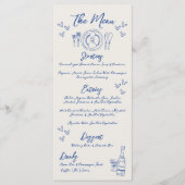 Hand getrokken grillige Blue Wedding Menu (Voorkant)