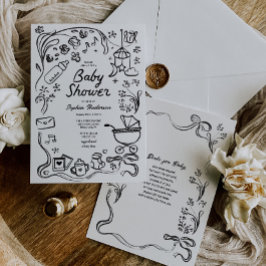 Hand getrokken grillige boeken voor Baby, Baby sho Kaart