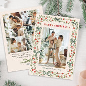 Hand getrokken grillige Boho Kerstmis 5 Foto Feestdagenkaart