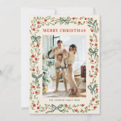 Hand getrokken grillige Boho Kerstmis 5 Foto Feestdagenkaart (Voorkant)