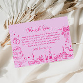 Hand getrokken grillige bruiloft Dank u Informatiekaartje