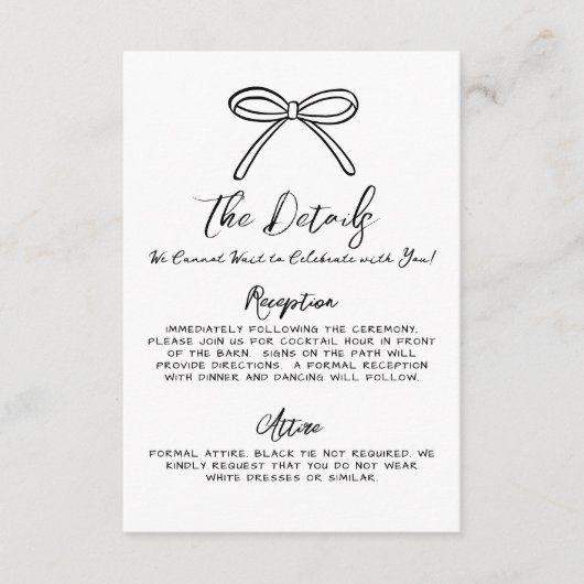 Hand getrokken grillige bruiloft details informatiekaartje (Voorkant)