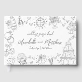 Hand getrokken grillige bruiloft gastenboek (Voorkant)