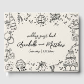 Hand getrokken  grillige bruiloft gastenboek (Voorkant)