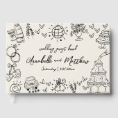 Hand getrokken  grillige bruiloft gastenboek (Voorkant)