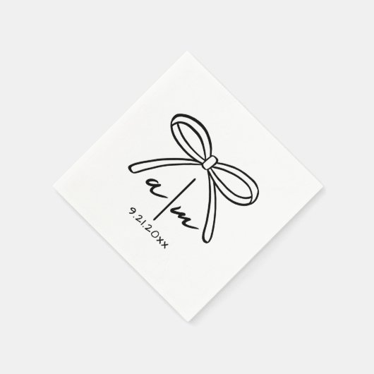 Hand getrokken grillige bruiloft Monogram servette Servet (Hoek)