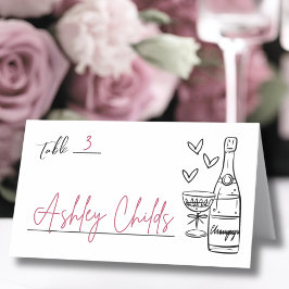 Hand getrokken grillige bruiloft plaatskaartje