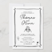 Hand getrokken grillige bruiloft uitnodigingen (Voorkant)