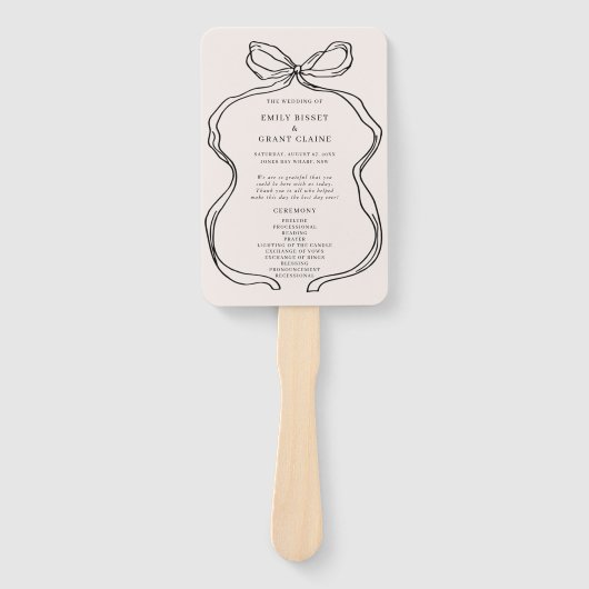 Hand getrokken grillige ceremonie programma Hand F Handwaaier (Voorkant)