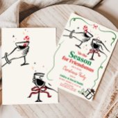 Hand getrokken grillige cocktail kerstfeest kaart