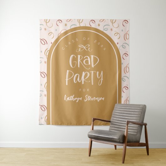 Hand getrokken grillige Confetti Afstudeerder Part Wandkleed (In situ)