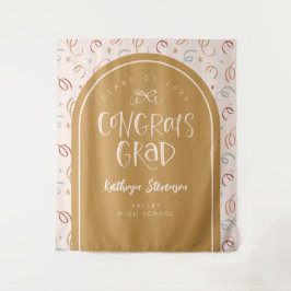 Hand getrokken grillige Congrats Afstudeerder Part Wandkleed