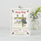 Hand getrokken grillige derby partij kaart (Staand voorkant)