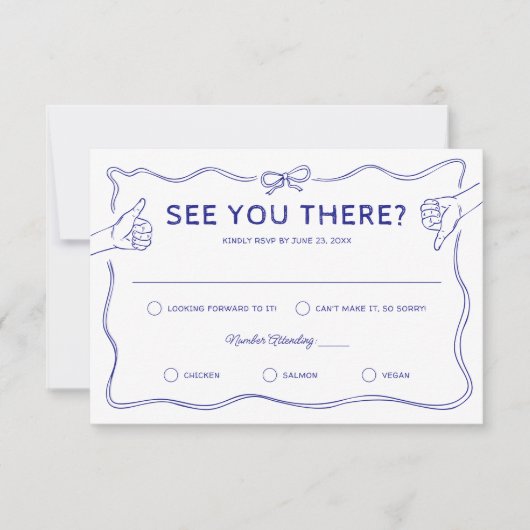 Hand getrokken grillige Doodle bruiloft RSVP Kaartje (Voorkant)