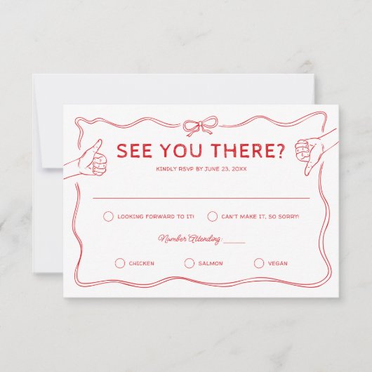 Hand getrokken grillige Doodle bruiloft RSVP Kaartje (Voorkant)