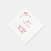 Hand getrokken grillige Doodle rode bruiloft Servet (Hoek)