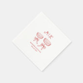 Hand getrokken grillige Doodle rode bruiloft Servet (Hoek)