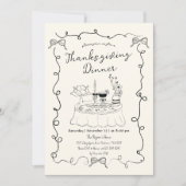 Hand getrokken grillige eettafel Thanksgiving Kaart (Voorkant)