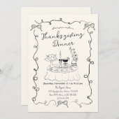 Hand getrokken grillige eettafel Thanksgiving Kaart (Voorkant / Achterkant)